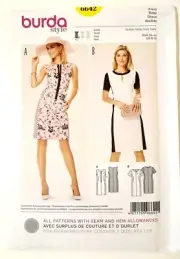 New Burda Sewing Pattern 6642 Front Zipped Dress Or Buttoned Keyhole SZ 8-18