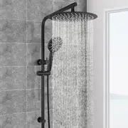 ACA WELS Round 12'' Ultrathin Rainfall Shower Head 3-MODE Handheld Set Gooseneck Arm Wall Rail Diverter Black