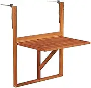 Solid Acacia Wood Balcony Table Folding, Outdoor, Tables, Portable, Foldable, Patio 64.5x44x80cm