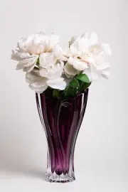 Flower Vase 12" Centerpiece Bud Vase Purple color Bohemian Czech Crystal Glass
