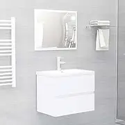 2 Piece Bathroom Furniture Set White Engineered Wood,Stylish Bathroom Furniture Set with Ample Storage and Striking Appearance Furniture Sets