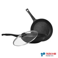 在飛比找momo購物網優惠-【韓國Kitchen Art】黑鈦原石不沾鍋具3件組(炒鍋+
