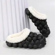 Women's Bubble Slides Fleece Warm Solid Non-slip Soft Sole Shoes