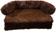 Furbulous Pet Couch Protector for Dog with Soft Neck Bolster, Universal Pet Furniture Cover, Sofa Bed Cover, Plush Dog Bed and More for Dogs and Cats, Machine Washable - Brown 92 x 80cm