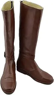 [Roeutoo] OBI Wan Kenobi Boots Costume Adult Men Force Knight Cosplay Leather Brown Knee High Shoes