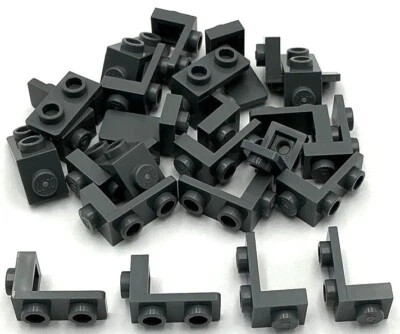 Lego 25 New Dark Bluish Gray Brackets 1 x 1 - 1 x 2 Parts