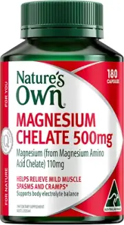 Magnesium Chelate 500Mg Capsules 180-Relieves Muscle Cramps & Mild Muscle Spasms