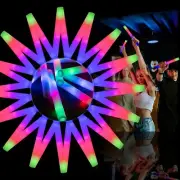 UP TO 16pc 48cm LED RGB Foam Sticks Flashing Light Rave Party Glow In Dark Cheer