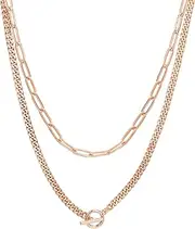 [PAVOI] 14K Gold Plated Dainty Layering Necklaces for Women | Snake Chain, Curb Link, Paperclip Layered Chains | Trendy Layering Necklace