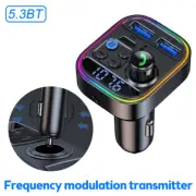 Car Wireless Bluetooth 5.3 FM Transmitter Adapter 2USB PD Charger AUX Hands-Free