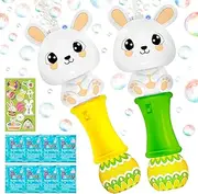 SpringFlower Easter Bubble Blower Wand, Automatic Bubble Blower with Light for Kids, Bubble Toy Bubble Maker for Easter Party Favor Supplies, Easter Eggs Hunt, Easter Basket Stuffers Fillers
