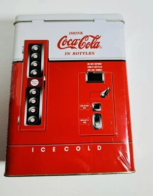 Drink Coca Cola in Bottles Vending Machine Tin Box 8"H