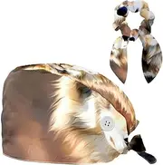 [YTYVAGT] Scrub Caps Women,Scrub Hats Suitable for Women,Animal Portrait Wolf