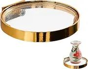 Wall Mounted Gold Wall Decor, Bathroom Floating Wall Mounted Shelf, Round Display Ledge Shelves, Iron Glass Shelf Home Decor for Offices, Bedroom
