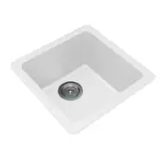 422*422*203mm White Granite Quartz Stone Single Bowl Undermount Kitchen Sink