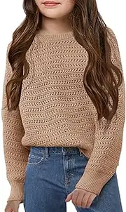 [Meikulo] Girls Knit Sweaters Kids Fashion Chunky Crewneck Pullover Jumper Tops 5-14 Years