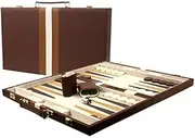 Da Vinci 16 Inch Leatherette Backgammon Set - Brown