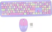 TEHAUX 1 Set Wireless Keyboard and Mouse USB Ergonomic Design for Laptops and Desktops Punk Style No Battery Included