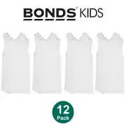 12x Bonds Boys Kids Chesty Comfy Cotton White Vest Singlets Tank Top UYG33A Bulk