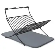Umbra 51x30cm XDry Kitchen Drying Dish Folding Rack w/Stemware Holder Charcoal
