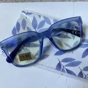 Nicole Miler +1.50 Magnification Reading Glasses Matte Crystal BLUE NM2234 w/cas