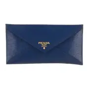 PRADA Vitello Move Leather Busta Con Pattina Envelope Wallet in Blue