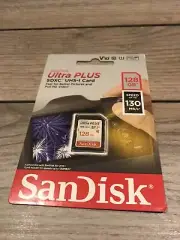 Sandisk 128GB Ultra Plus SDXC UHS-1 Memory Card (speed up to 130 MB)