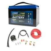 Adventure Kings 115AH AGM Deep Cycle Battery for 4WD Camping+Dual Battery System