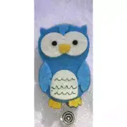 Felt Blue Owl ID Badge Holder with Retractable Lanyard