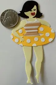 WOMEN W/ INNER TUBE “Pre-Made”Die-Cut(1pc)Lake•River•Swim •Swimsuit•Card Making•