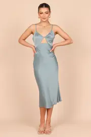 [PUP3] Poppy Cut Out Midi Dress - Blue M Blue