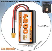 For TX16S Transmitter RC RadioMaster 7.4V 4800mAh 2S Li-ion Battery XT30 Plug AU