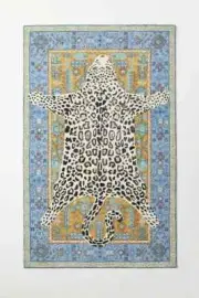 Octavia Leopard Blue & Gold Modern Hand-Tufted 100% Wool Area Rug Carpet