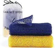 Zerwhil 2 Pieces African Net Sponge, African Exfoliating Net Rip-Resistant Loofah Exfoliating, Body Back Scrubber for Shower, Authentic Long Nylon Exfoliating Back Washcloth Towel for All Skin
