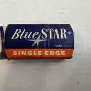 3 Vintage Shaving Razor Blades Single Edge BLUE STAR in Box ASR Fast Ship