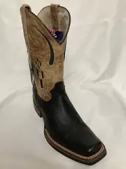 PISTOLERO BOOTS / 7 / BLACK & BONE /VAMP ANTIQUE BLACK LEATHER / SQUARE TOE