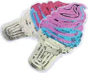 Operitacx 2pcs Decorative Sequin Ice Cream Patches for Clothing DIY Craft Appliques for Jeans Jackets Bags Durable and Comfortable Repairing Patches for Fashion Accessories