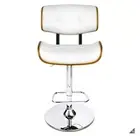 New Artiss White Gaslift Swivel Barstool With Wooden Seat