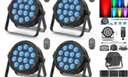 RGBW 4-in-1 LED Par Lights, 80W Stage Lights with 0-100% Dimmer Professional