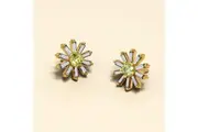 Bright Daisy Cubic Zirconia Crystals Gold Plated Stud Earrings
