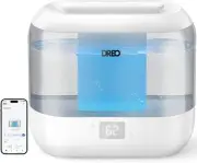 Dreo Smart Humidifiers for Bedroom, Top Fill 4L Cool Mist Humidifier Gray