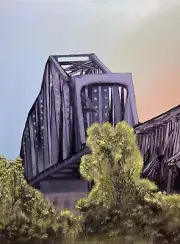 " Old M&O Railroad Bridge from Main Ave. Looking South" Oil on Canvas Painting