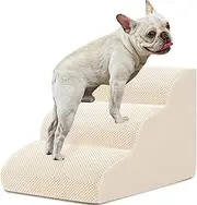 BOMOVA Dog Stairs to Bed, 3-Step Dog Stairs for High Beds and Couch, Dog Steps for Small Dog and Cats, Non-Slip Bottom Pet Steps,Dog Indoor Step, Beige, 2/3/4/5 Steps