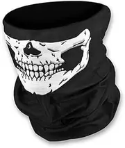 SUNREEK 2 Pieces Motorcycle Face Skull Mask Half Face Motorbike Neck Headwear Outdoor Ski Skull Party Masks Sport Halloween Mask for Bike Motor Cycling