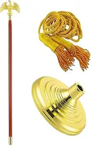 8 ft Indoor Flag and Pole Set with Brass Fittings, Oak Flagpole with Flagpole, Base and Tassel for Lobby Office Conference Room