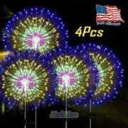 4pc 120LED Solar Fireworks Starburst Fairy Light Stake Outdoor Garden Path Decor
