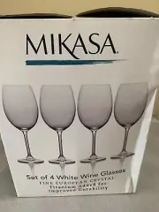 MIKASA SET OF 4 WHITE WINE GLASSES FINE EUROPEAN CRYSTAL 16.5 OZ NEW In box