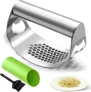 Stainless Steel Garlic Chopper, Mincer, Silicone Peeler and Cleaning Brush Set