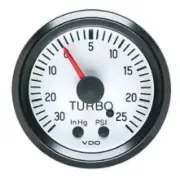 VDO 150206 White Cockpit Turbo Boost Gauge, 25 Psi/30 Inhg for VW Bug Air Cooled