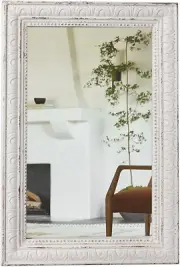 Large Vintage Mirrors for Wall 24 X 36 Inches, Hanging Rustic Distressed White M